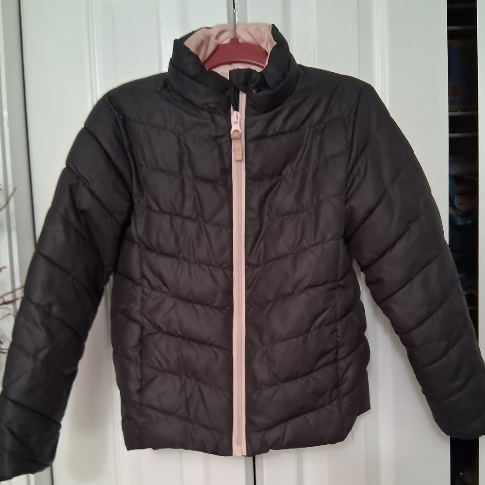 H&M Kids Black Puffer Jacket with Light Pink Accents